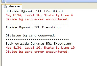 Dynamic SQL as a separate batch