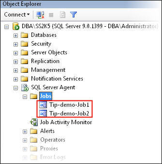 Confirm the jobs created in SSMS