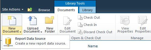 create a new shared data source in a SharePoint library