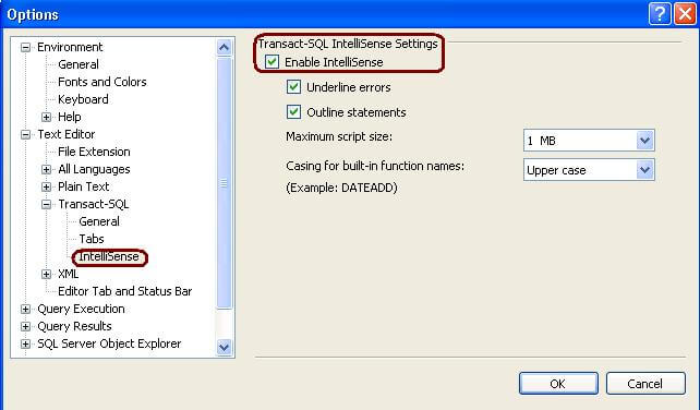 resoloving issues when intellisense in ssms 2008 is not working
