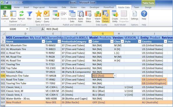 Managing master data with the Excel add-in for Master Data Services