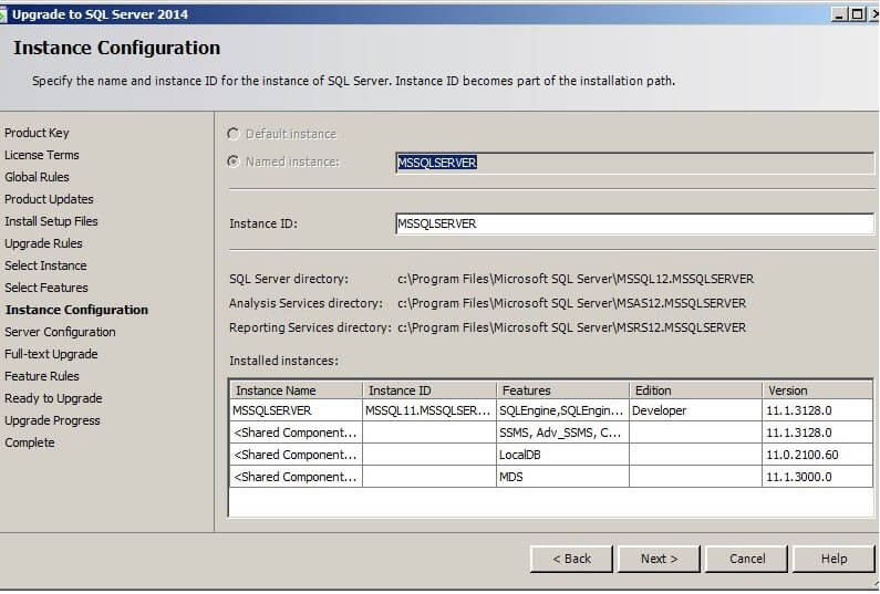 the MSSQLSERVER instance on SQL Server 2012 will be upgraded to SQL Server 2014. 