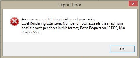 Report Preview With Excel Row Limit Issue