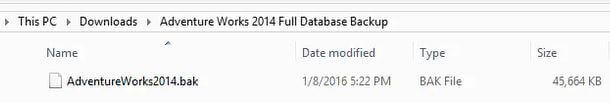 Extracted backup file