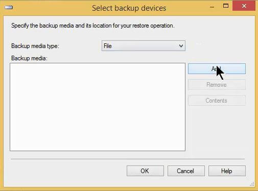 Click Add in the Select backup devices window