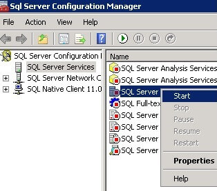 Start SQL Server via SQL Server Configuration Manager
