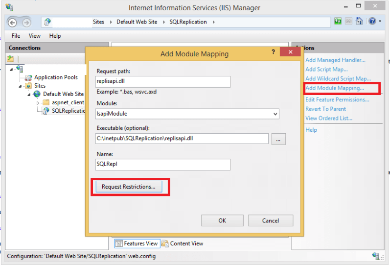 Add Module Mapping for SQL Server Replication in IIS