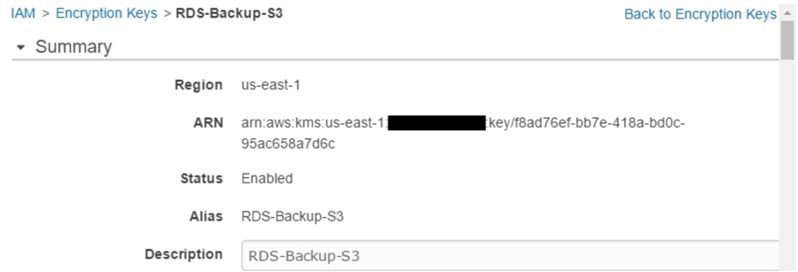 Create KMS Encryption Key for RDS Backups