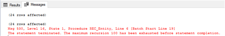 SQL Server CTE Recursion Error