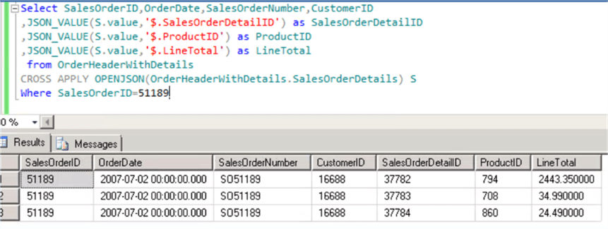 Extracting sales order details dynamically using OPENJSON and JSON_Value - Description: Extracting sales order details dynamically using OPENJSON and JSON_Value