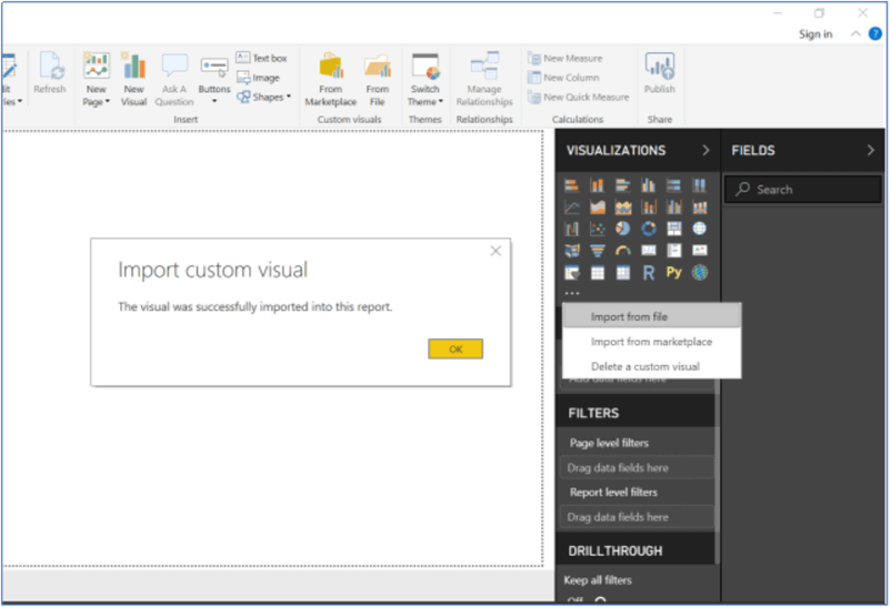 Click OK to import the custom visual in Power BI Desktop