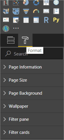 This image shows the Format section available under Visualizations Pane