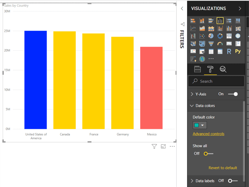 Show All - This image shows on how to turn on the "Show All" option in Data color section