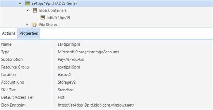 The Azure Blob Storage Account with on ADLS blob container.