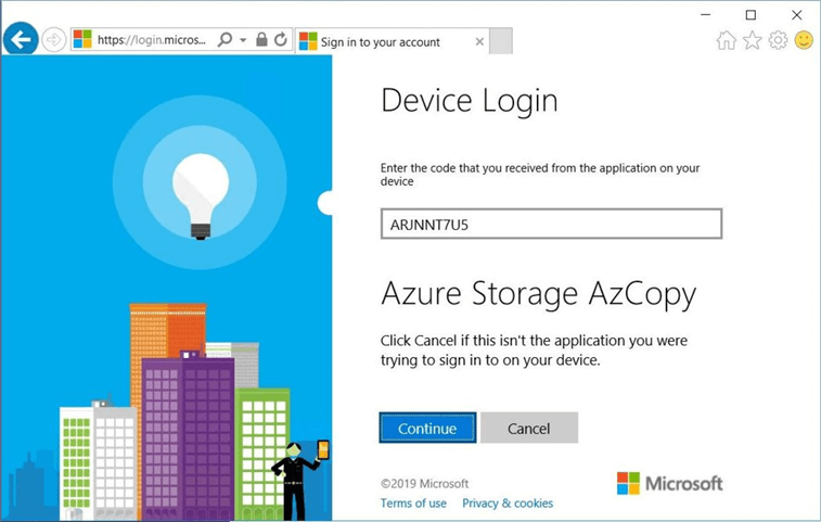 Device Login website from Microsoft.