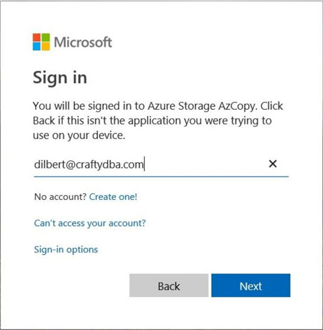Sign into Azure with non Microsoft Services account.