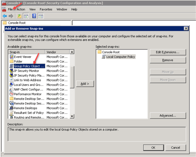 MMC Console - Group Policy Objects Editor