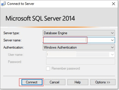 Server connection to SQL source