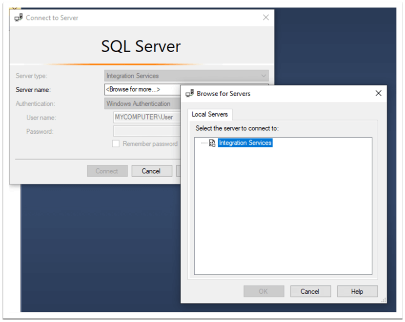 connect to sql server integration services