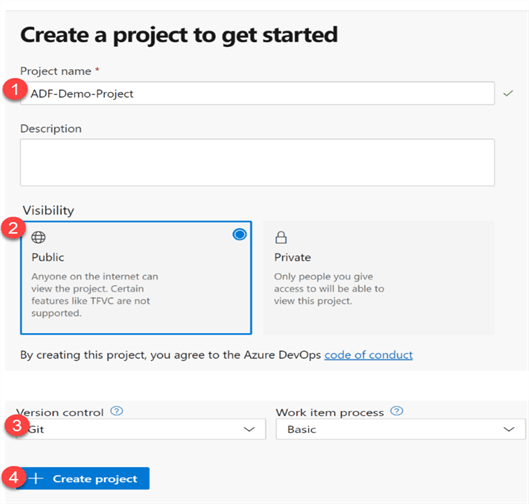 Steps to create a new ADO project