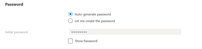 azure new user password