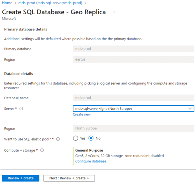 Create geo replication for mds-prod