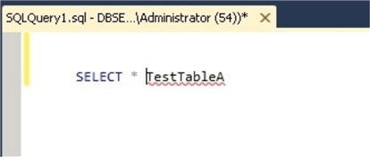 test table a with the FROM word deleted