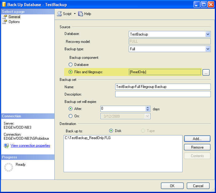 SQL Server Filegroup Backups