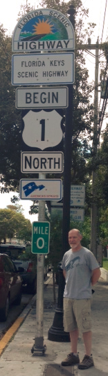 Greg Robidoux enjoying the sun at Mile 0 of Route 