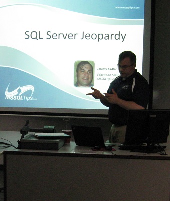 Jeremy Kadlec hosting SQL Server Jeopardy at the B