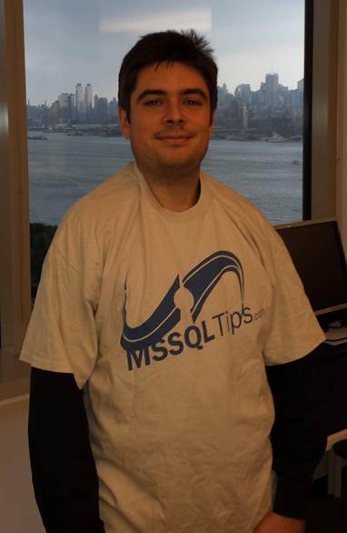 MSSQLTips.com fan Justin Dearing wearing his new s