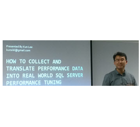 Kun Lee speaking at the Baltimore SQL Server Users