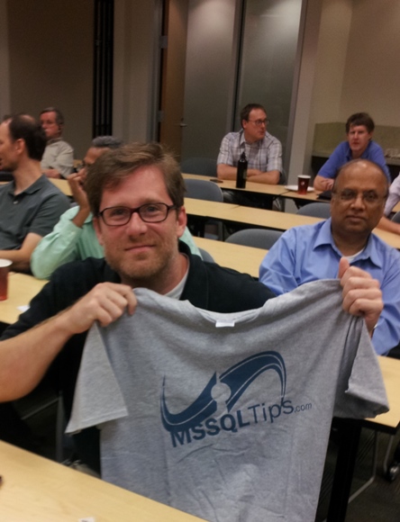 An MSSQLTips community member receives his new t-s