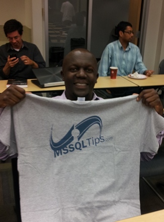 Another happy recipient of an MSSQLTips.com t-shir