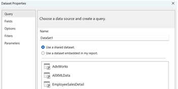 Datasets in SSRS to Define the Data Structure