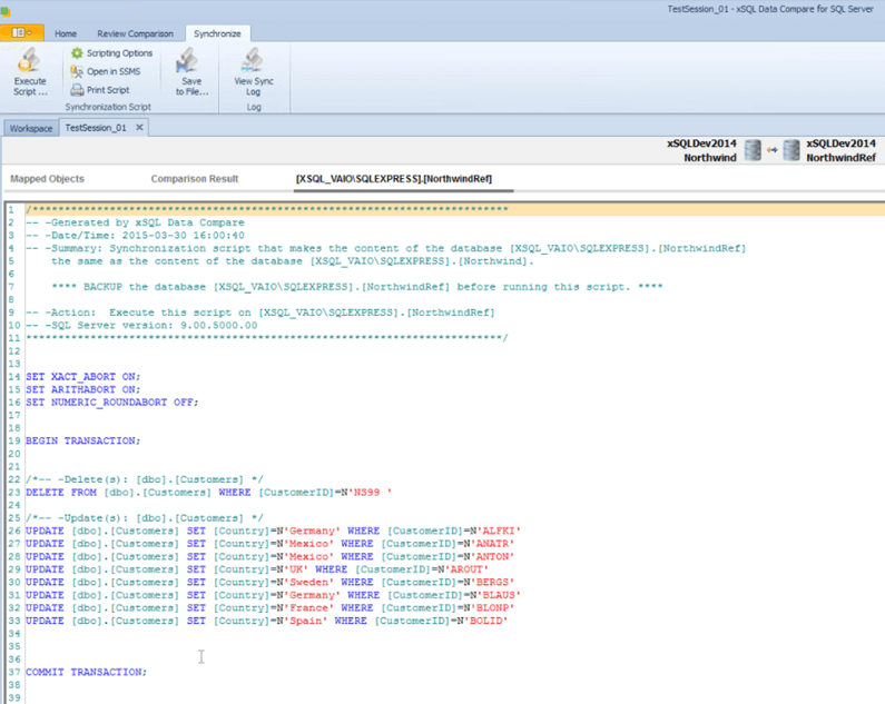 Data Comparison Script Generation