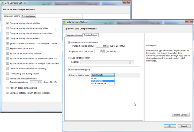 Data Compare Options