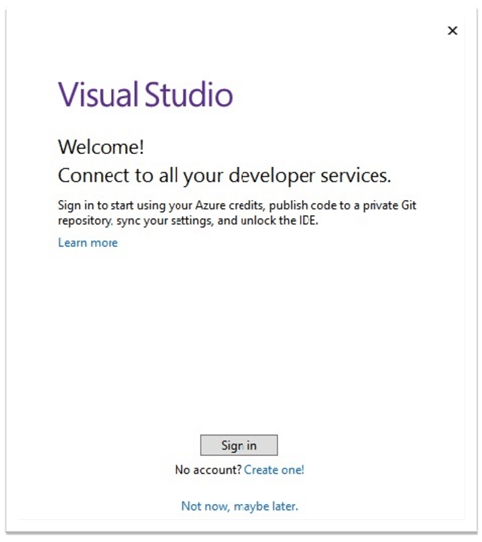 连接Visual Studio Community 2019 Edition中的所有开发人员服务