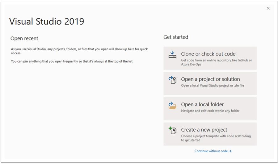 在Visual Studio Community 2019 Edition中创建新项目
