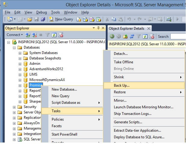 Simple Database Backup using SQL Server Management Studio