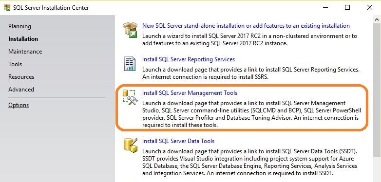 sql server management studio tutorial new server