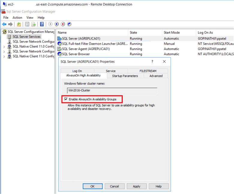 enable always on in sql server configuration manager
