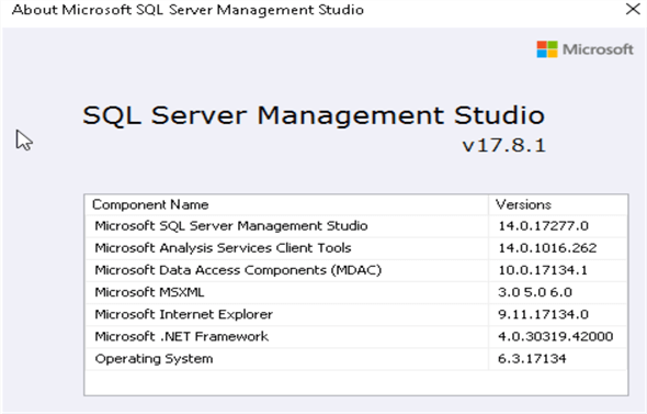 sql server management studio versions