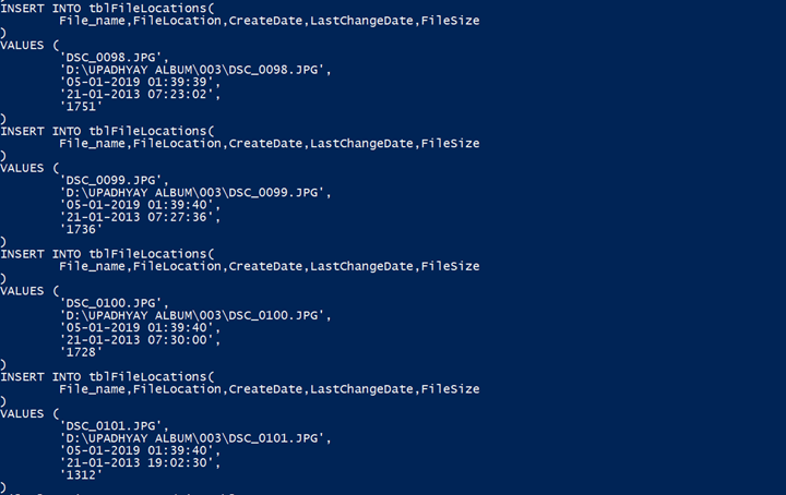 sample powershell scripts to list directory contents