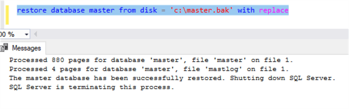 sql server restore master database to another server
