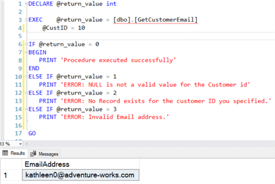 SQL RETURN And SQL OUTPUT Clause In Stored Procedures