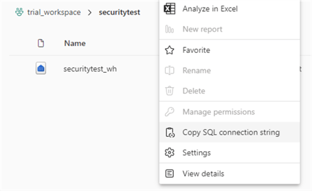 get sql connection string from the context menu