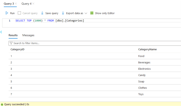 TSQL query to validate categories were inserted