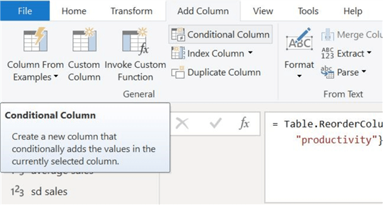 Conditional column option