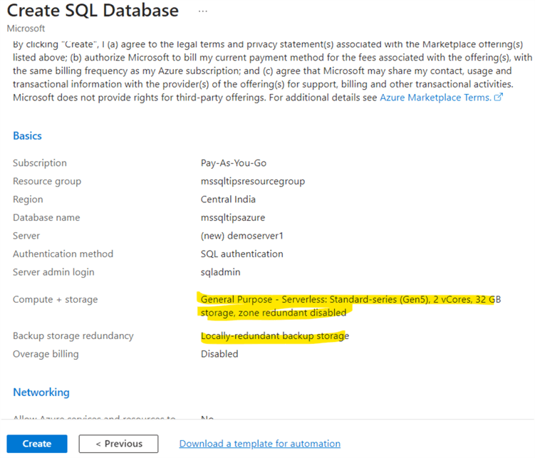 Create SQL Database